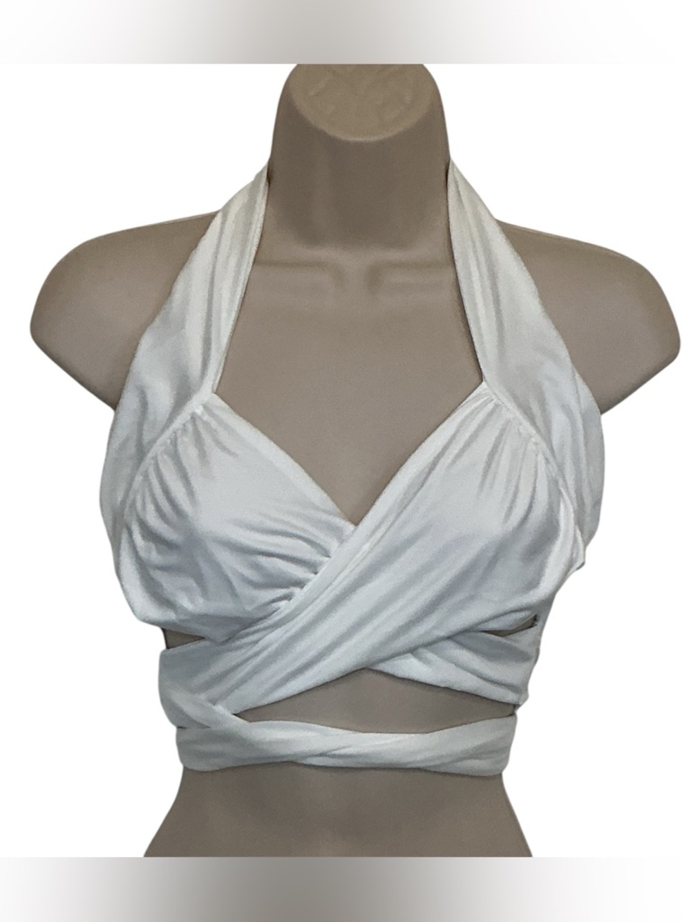 NWT Tic Toc White Halter Neck Criss Cross Backless Top Sexy Club Festival Large